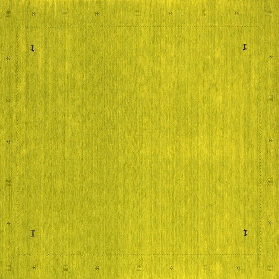 Ahgly Company Machine Washable Indoor Square Abstract Yellow Contemporary Area Rugs, 4' Square