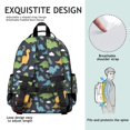 thumbnail image 3 of Dinosaur and Leaf Navy Pattern Cute School Backpack Bag for School with Padded Back and Adjustable Shoulder Straps 15.25"x11.5"x5.25", 3 of 3