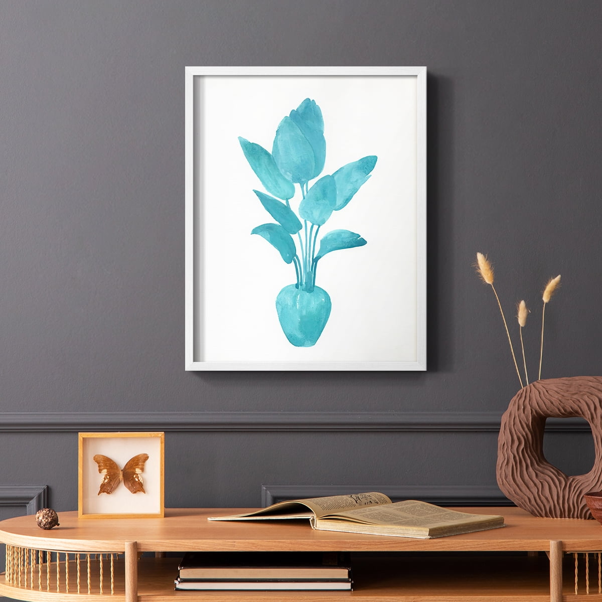 Watercolor House Plant II Framed Print in White Solid Wood 8 x 10 Framed Print