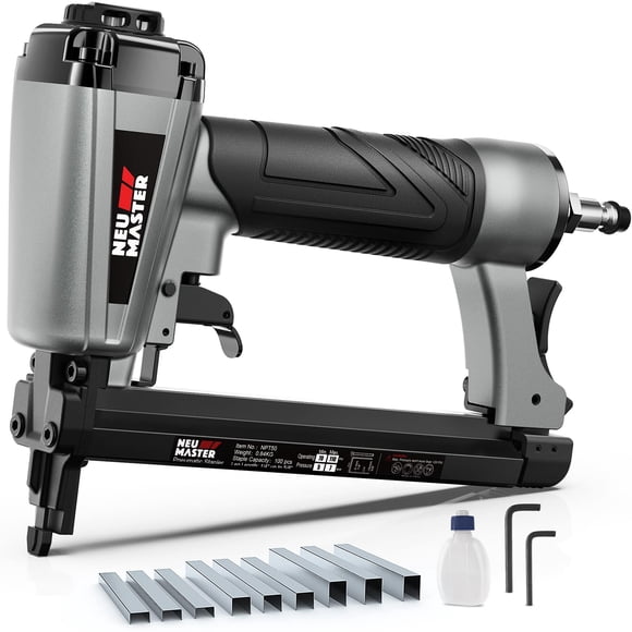 Pneumatic Staple Gun, NEU MASTER 20 Gauge Upholstery Stapler with 1500Pcs T50 1/4", 3/8", 5/8" Staples and BMC Carrying