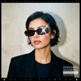 thumbnail image 4 of SA106 Womens Slim Retro Mod Narrow Rectangle Sunglasses Gold-Tone Temple Hinge / Black Frame - Brown Lens, 4 of 7