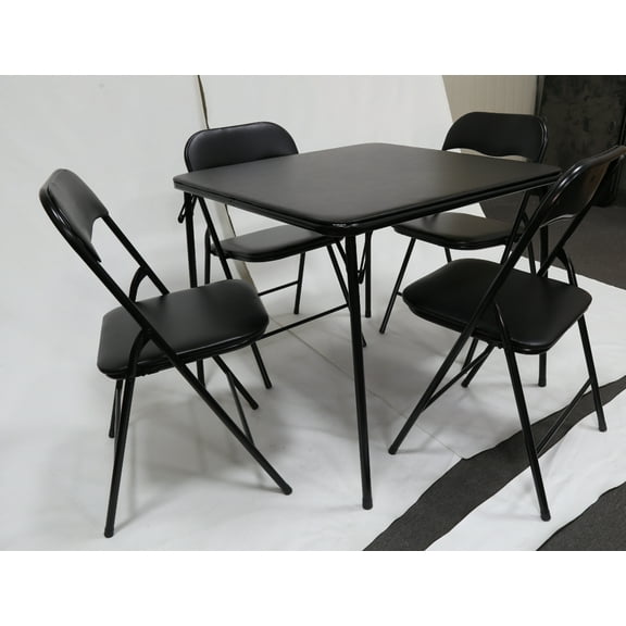 Metal Folding Table and Chairs, Upholstered Folding Table and Chairs Set, Portable Folding Card Seat Table and Chairs for Eating, Reading, Playing