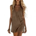 thumbnail image 3 of BiZtdJrK Cami Dresses for Women Spaghetti Strap Sleeveless V Neck Linen Sundresses Loose Fit Summer Beach Midi Dress Brown S, 3 of 8