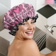 thumbnail image 5 of Shower Caps,Pink Breast Cancer and Love Waterproof Shower Cap for Women 4 Pieces,Double Reusable Hair Cover for Shower PEVA Elastic Stretch Hem, 5 of 7