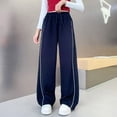thumbnail image 4 of mgoYE Girl's Baggy Sweatpants Y2k Striped High Waist Wide Leg Sweat Pants Trousers with Pockets(Navy,13-14 Years), 4 of 4