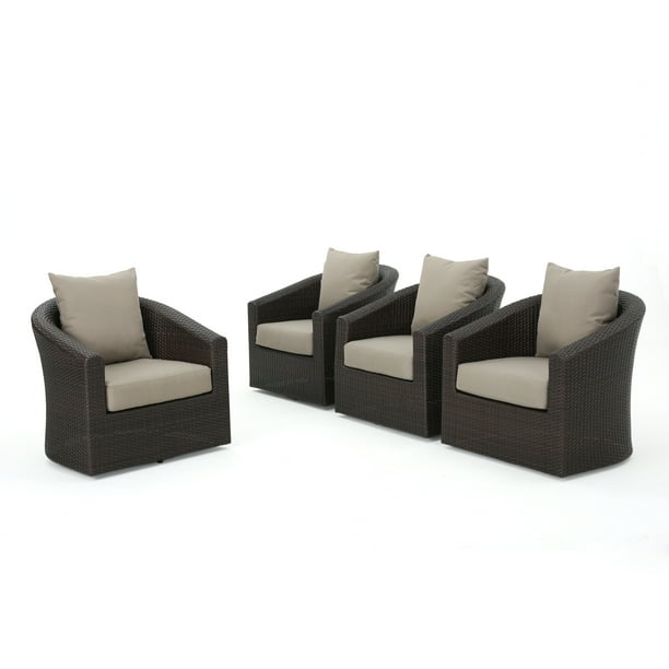Dillard Outdoor Aluminum Framed Wicker Swivel Club Chair With Cushions Set Of 4 Multibrown And Mix Khaki Com Dillard Outdoor Aluminum Framed Wicker, Dillards Furniture Dining Room Sets