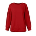 thumbnail image 5 of XFLWAM Womens Sweatshirts Crewneck Loose Tops Ruffle Long Sleeve Shirts Pullover Red XXL, 5 of 7