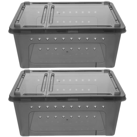 Raindrops 2pcs Reusable Reptile Case Reptile Snake Breeding Box Animal Feeding Container