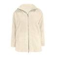 thumbnail image 4 of Women's Solid High Neck Jacket Warm Winter Coat Soft Outerwear For Autumn Cold Weather Casual Style, 4 of 6