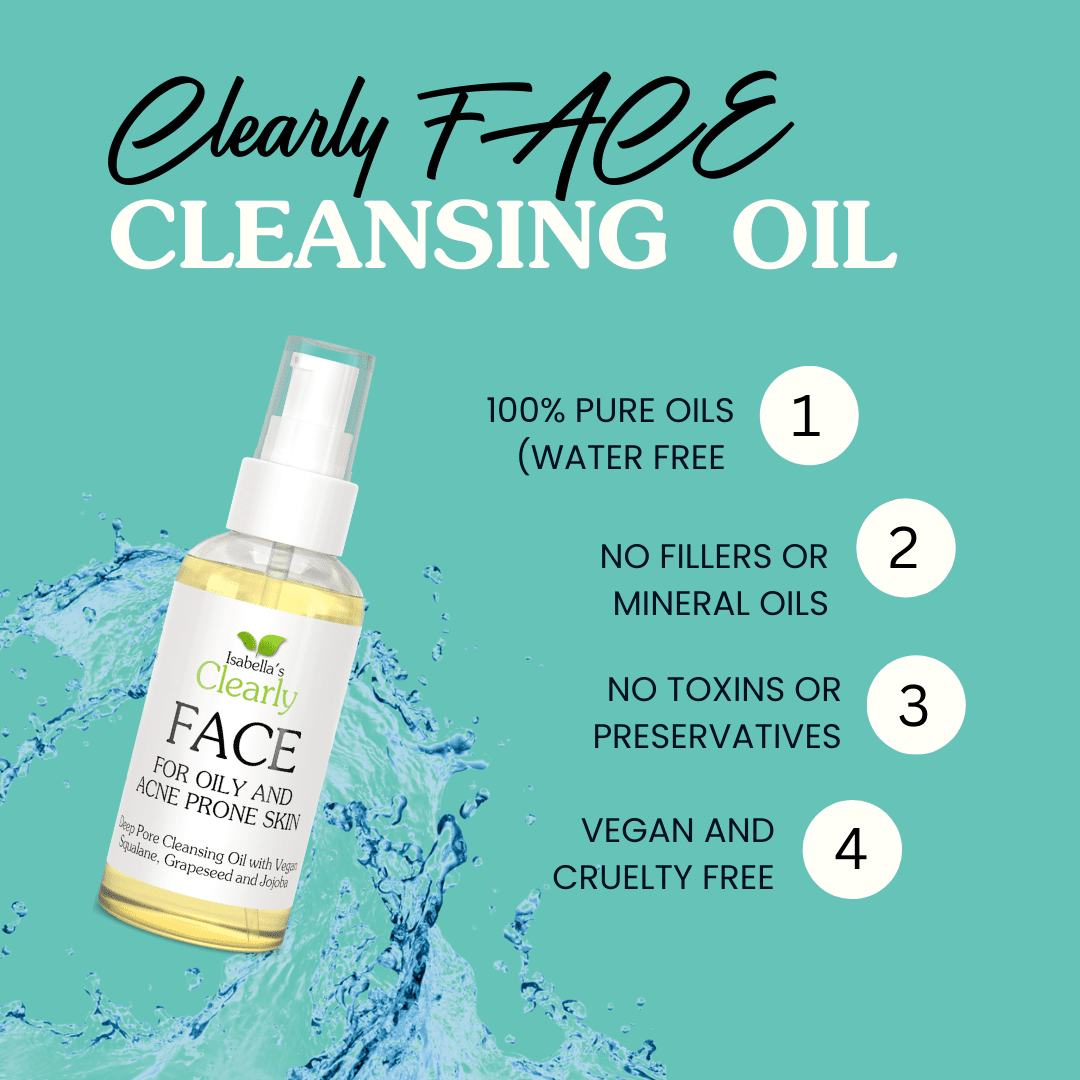 Isabella’s Clearly FACE, Natural Face Cleanser, Face Wash and Makeup Remover Oil | Deep Cleansing Oil with Anti Aging Rosehip, Avocado, Vegan Squalane | 100% Pure, Made in USA (120ml)