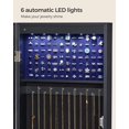 thumbnail image 2 of ZXNYH 6 LEDs Mirror Jewelry Cabinet, 47.2-Inch Tall Lockable Wall or Door Mounted Jewelry Armoire Organizer with Mirror, 2 Drawers, Toasted Oak Color, 2 of 4