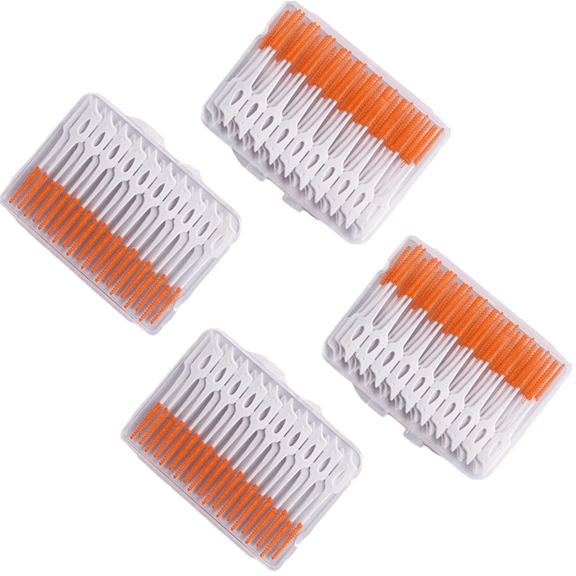 Clodegs Disposable Interdental Brushes 160 Pcs, Soft Silicone Toothpick Flossers, Portable Oral Care Tool with Travel Case, Braces Cleaning Brushes for Orthodontic Care, Orange