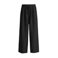 thumbnail image 2 of Domuza Mens Cotton-Linen Pants Drawstring Elastic Waist Linen Summer Casual Pants Sports & Recreation Breeze Beach Pants-Black 3XL, 2 of 6