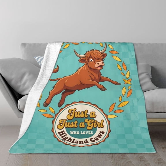 Highland Cow Blanket - Ultra Soft Flannel Fleece Throw - Highland Cow Print Farmhouse Decor - Animal Art Blanket Gifts For Women, Adults - Cozy Warm Throw For Sofa, Couch, Bed 50x40