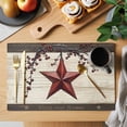 thumbnail image 2 of Placemats Set of 6, Texas Star Red Woven Placemat, Linen Place Mats for Kitchen/Dining Tables, Farmhouse Berry Wooden Vintage Washable Table Mats for Party, 2 of 8