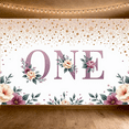thumbnail image 6 of Yatrandify Floral Design ONE Birthday Banner Decorative First for Baby Celebration Party Photography, 6 of 7