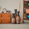 thumbnail image 4 of Hand-Woven PVC Rattan Vases Set of 3,GreyBrown and Beige Striped Floor Vases for Home Decor, 4 of 7