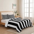 thumbnail image 5 of Queen Quilt Set 90''x96'', Black Striped Lightweight Bedspread Coverlet Set with 2 Pillow Shams, Modern Farmhouse Black and White Stripes Breathable All Season Quilt Bedding for Bedroom/Guest Room, 5 of 9