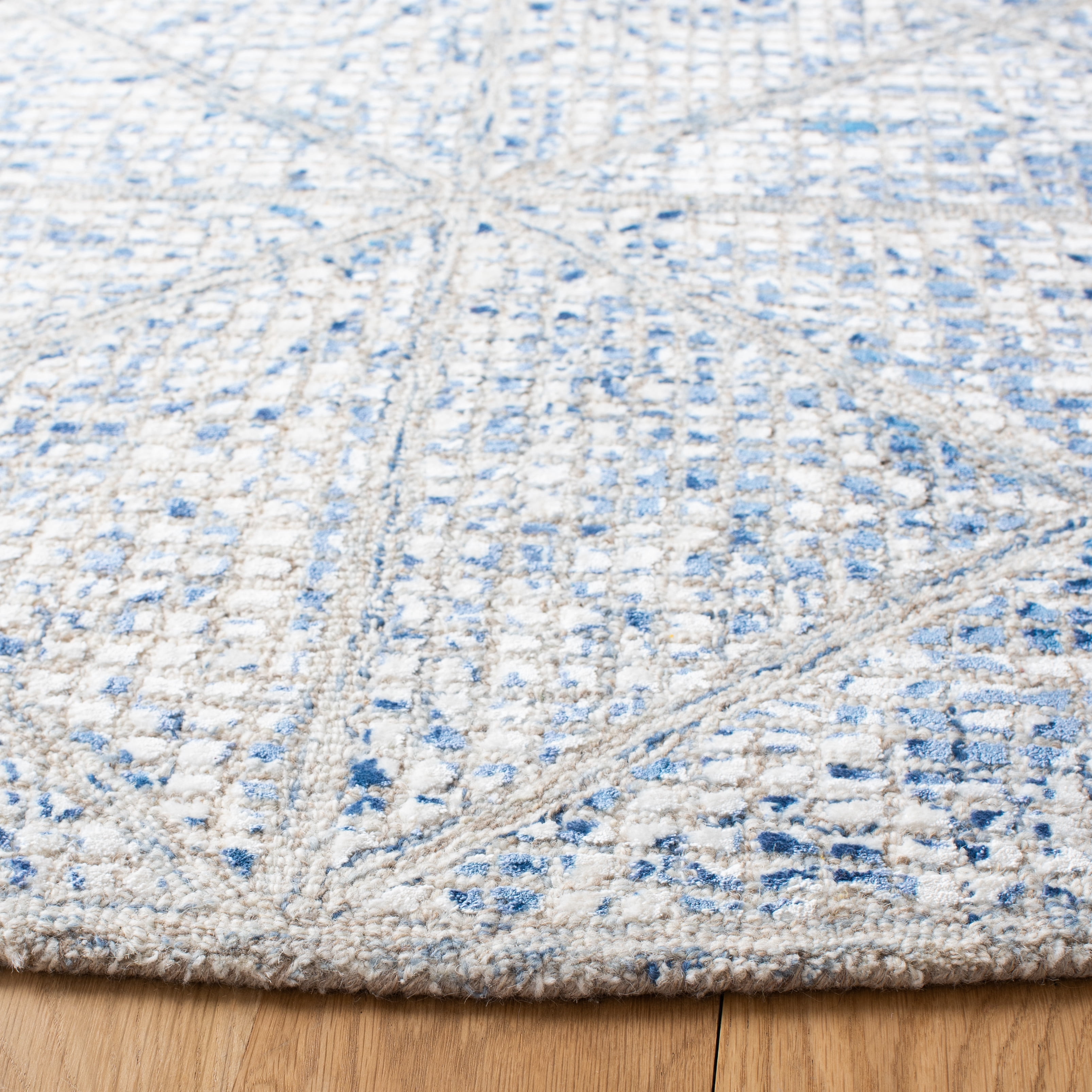SAFAVIEH Artistry Bedelia Ogee Area Rug, Blue/Natural, 7' x 7' Round