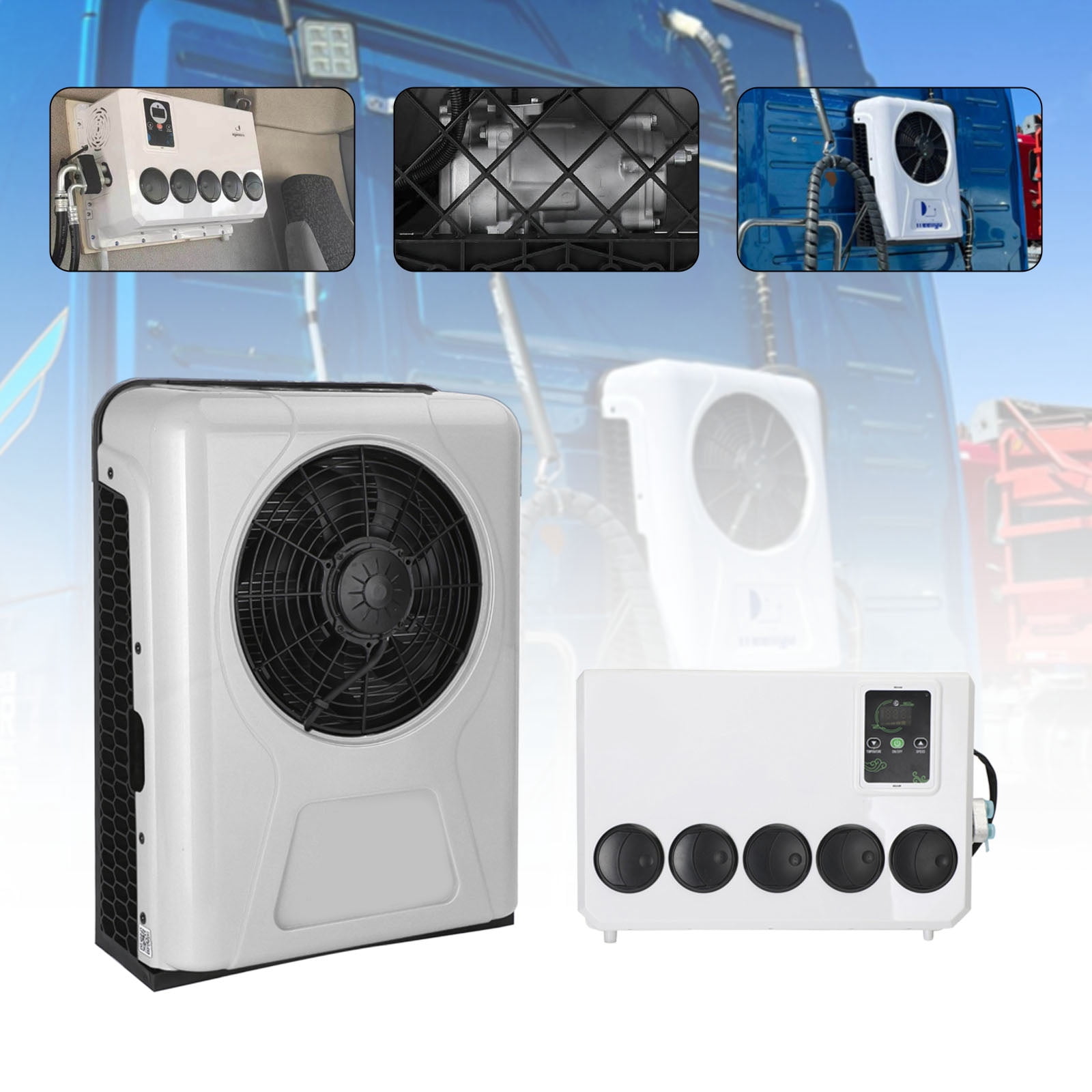 TOPTENG 12000 BTU 12V DC Split Parking Air Conditioner For RV Truck Vans Forklift Excavator Crane Construction Vehicle