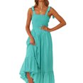 thumbnail image 2 of Txlixc - Vestido midi de verano para mujer, informal, con tirantes finos, sin mangas, de talle alto, fluido, línea A, largo Txlixc Estilo de ocio, 2 of 4