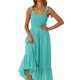 thumbnail image 2 of SAYOO - Vestido midi de verano para mujer, informal, con tirantes finos, sin mangas, de talle alto, fluido, línea A, largo SAYOO Estilo de ocio, 2 of 4