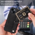 thumbnail image 6 of ShellTech for Ring Holder iPhone 15 Case , Shockproof Leather Hand Strap Kickstand Card Slot Case TPU Back Cover for iPhone 15,Black, 6 of 9
