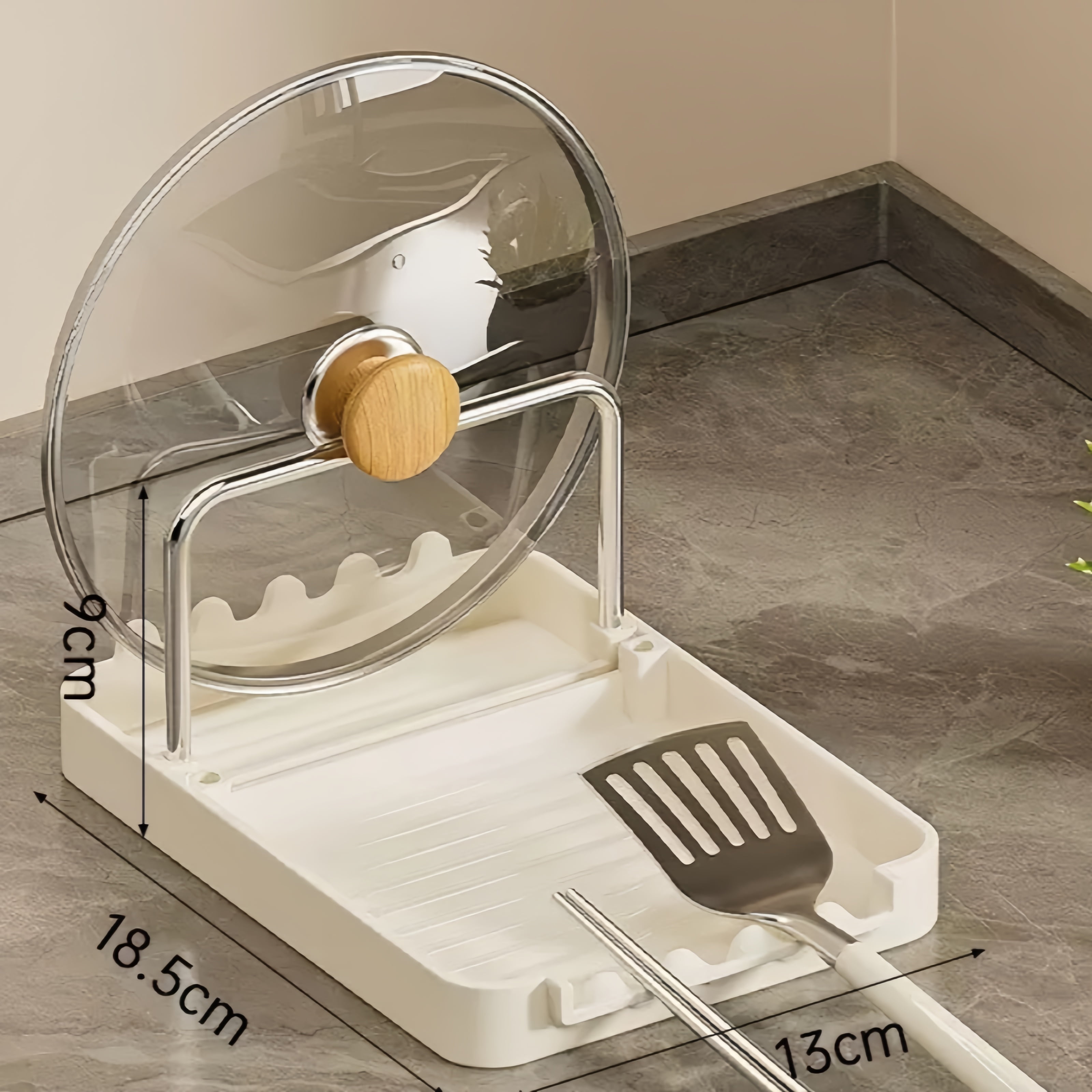 Multifunctional Pot Lid Organizer - Countertop Kitchen Utensil Holder for Lids, Spatulas & Utensils