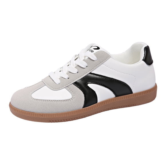 Rokment Running Shoes Fashion Sneakers for Women 2026 Trendy Casual Suede Leather Patchwork Letter Graphic Walking Tennis Flat A Size 6