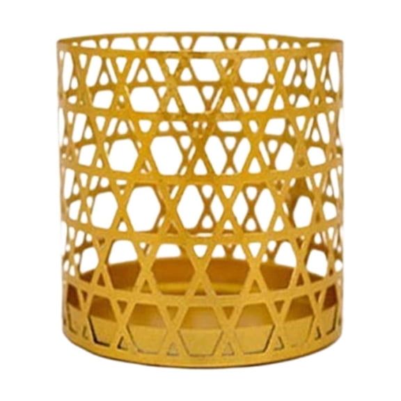 CuiLiyq Golden Iron Desktop Candle Holders, 1 Pcs Small Hollow Design Vintage Metal Candlestick Holders for Wedding Table Centerpiece and Home Decoration (2.36 Inch, Style-A)