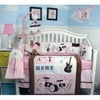 SoHo Pink and Brown Rock Band Baby Crib Nursery Bedding Set