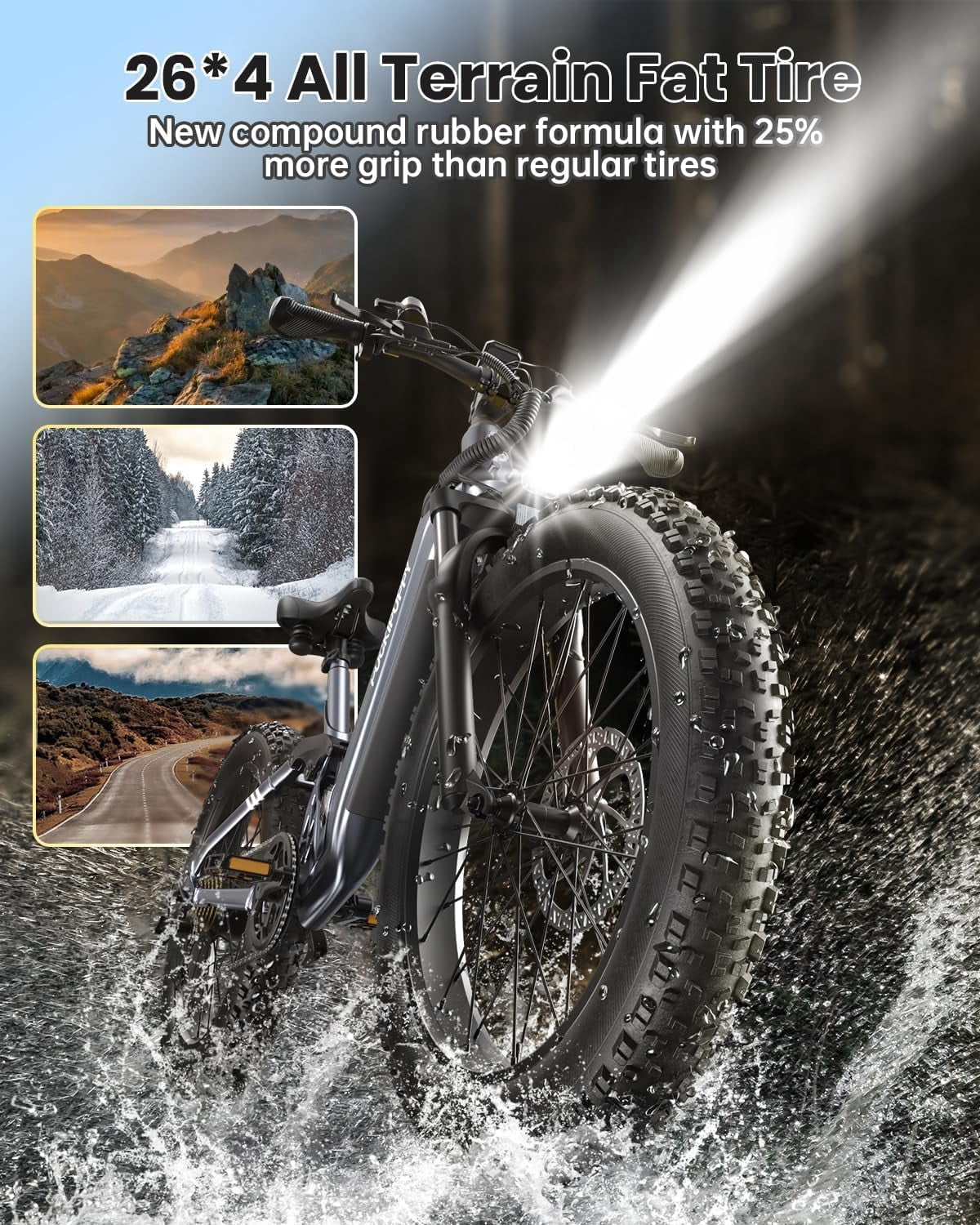 PUCKIPUPPY Electric Bikes for Adults 26" Step-Thru Ebikes 960W Peak Motor 80Miles Range 28mph Max Speed 48V 20AH Battery Full Suspension Fat Tire Mountain E Bike 7 Speed, Comply with UL2849 By SGS