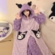 thumbnail image 2 of Pijama de felpa Kawaii Sanrio Kuromi Cinnamoroll My Melody para mujer, bata de dormir, pijama con capucha, forro polar de Coral engrosado, Invierno, 2 of 4