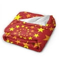 thumbnail image 2 of DouZhe Ultra-Soft Micro Fleece Lightweight Flannel Bed Blanket, Red Star Holiday Print Cozy Warm Throw Blankets, 60"x50", 2 of 7