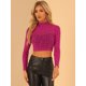thumbnail image 3 of Disfraz de navidad Top corto de fiesta con cuello alto transparente de malla de estrellas para mujer Rosa Caliente XL, 3 of 5