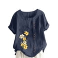 thumbnail image 2 of Spring Saving GaThRRgYP Easter Clothes Adults,Women's Summer Oversize Casual Round-Neck Short Sleeve Flower Printing Loose Shirt Tops, 2 of 5