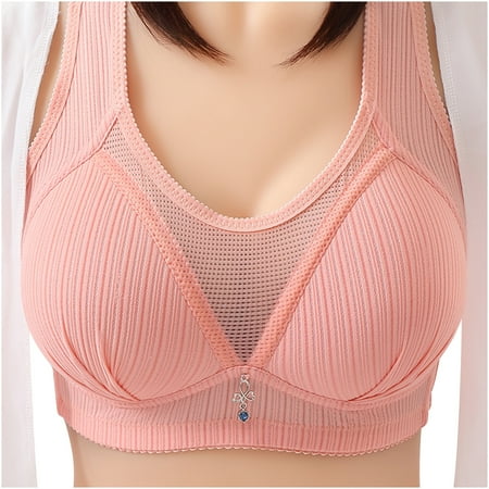 LMKIHUSA Women s Bra Wireless Bra Deep Plus Size Bras for Old Women No Underwire Full Coverage Sport Bra Comfortable Vest Style Bras Push Up Underwear Pink XXXL