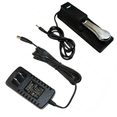 HQRP AC Adapter & Sustain Pedal for Casio CTK-2000, CTK-2100, CTK-3000, CTK-451, CTK-471, CTK-481, LK-50, LK-55, LK-73, LK-230, LK-270, CTK-710, CTK-720, CTK-800, CTK-810, CTK-900