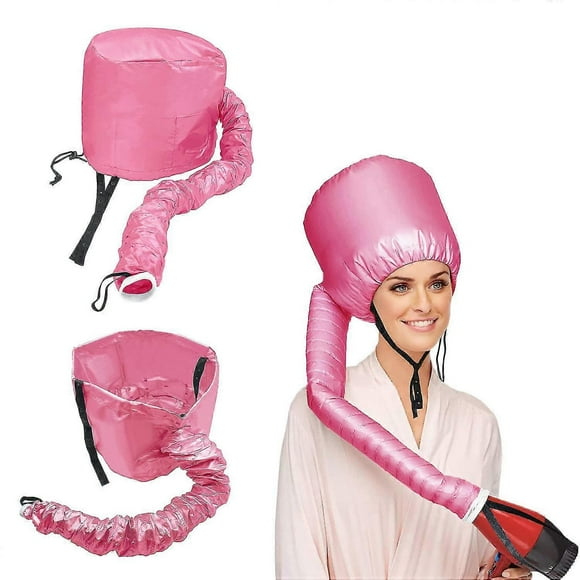 Gorro para secador de pelo, portátil, suave, ajustable, para salón de belleza, para el cuidado del cabello, para el hogar (rosa)