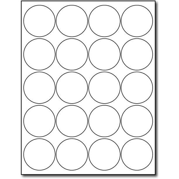 White Glossy 2" Round Labels (20 per page) 10 Sheets / 200 Labels