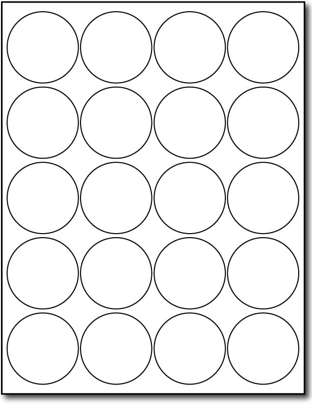 White Glossy 2 Round Labels 20 Per Page 10 Sheets 200 Labels 