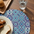 thumbnail image 3 of Vintage Morocco Round 15 Inch Placemats Set of 6, Traditional Tribal Abstract Geometric Blue HeatResistant Non Slip Place Mats for Dining Table, Wipeable Braided Kitchen Table Mats for Housewarming, 3 of 9
