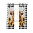 thumbnail image 7 of Yellow Sunflowers Yak Blackout Curtains for Bedroom, Black White Checkered Pastoral Buffalo Thermal Insulated Kitchen Drapes with Grommets, Light Blocking Window Treatment, 2 Panels 42" x 54", 7 of 7