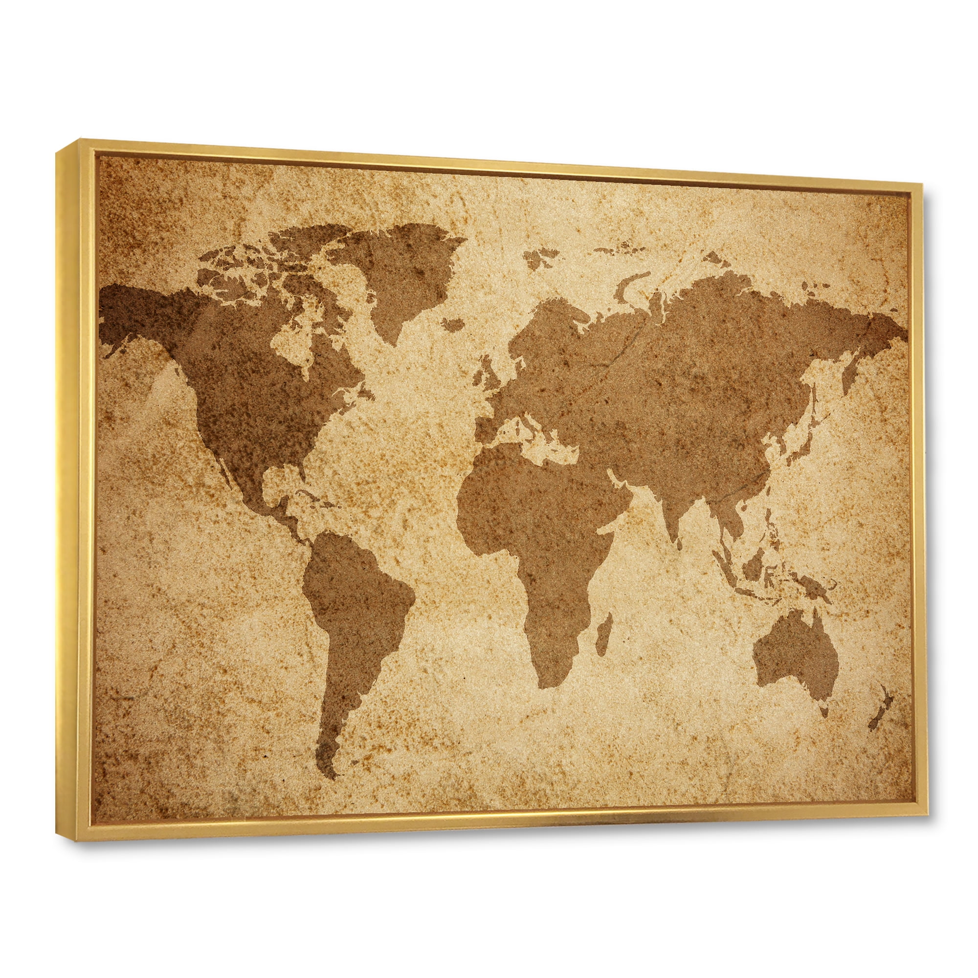 Designart 'Ancient World Map V' Vintage Framed Canvas Wall Art Print