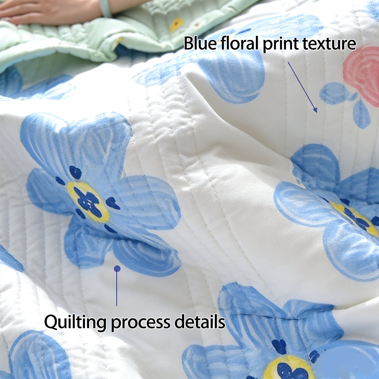 Oaskys Cartoon Flower Pattern Thin Quilt – Breathable Lightweight quilt with Cute Floral Design, Double-sided blanket for Girls, Toddlers & Teen