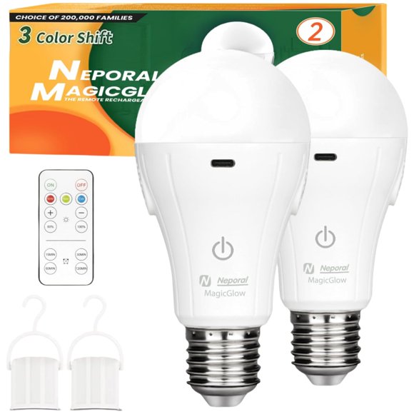 Paquete de 2 bombillas recargables Neporal MagicGlow de 15 W