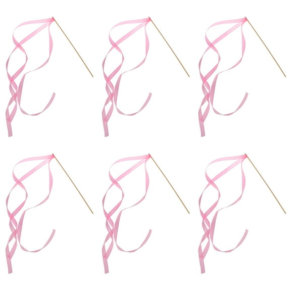 Masteelf 20Pcs Ribbon Sticks Fairy Sticks Ribbon Streamers Wands Wedding Party Wands Party Favors without Bell (Pink)