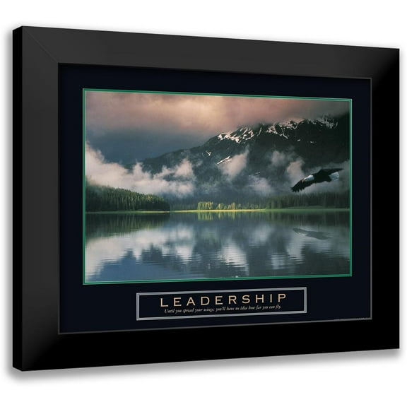 Frontline 14x12 Black Modern Framed Museum Art Print Titled - Leadership - Eagle