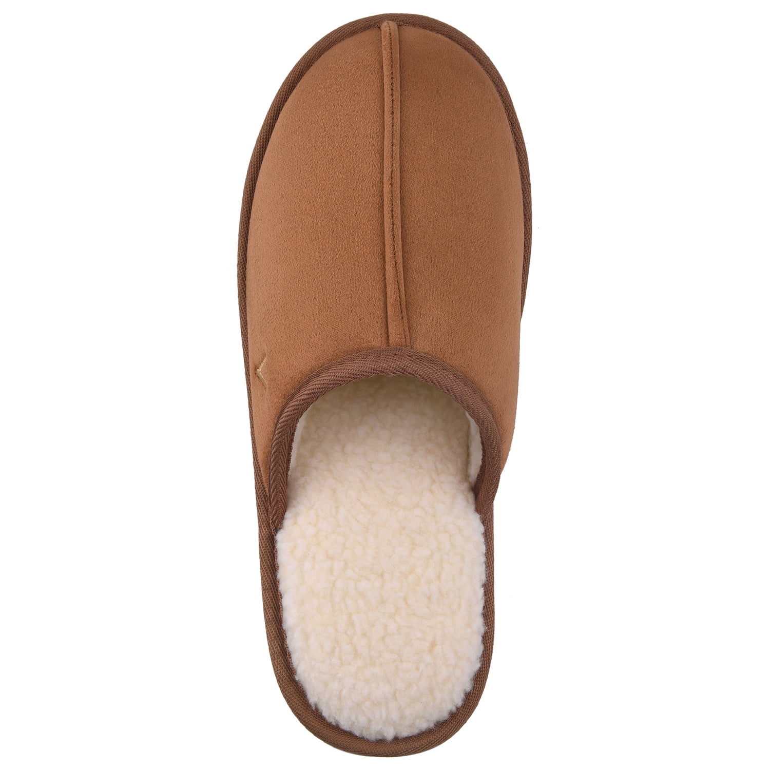 Vansarto Mens Comfy Suede Scuff Slippers Sherpa Lining Memory Foam Slip On House Shoes Non Skid Outsole