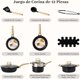 thumbnail image 2 of Sartenes Antiadherentes, Bateria de Cocina, Juego de ollas y sarten 12 Piezas, Juego de Utensilios de Cocina de Inducción de Color (Negro), 2 of 4